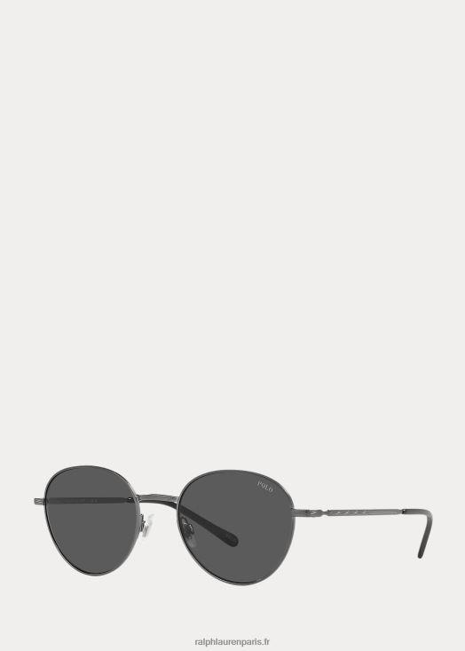 lunettes de soleil rondes en métal 46T60T9066 Hommes Ralph Lauren bronze foncé semi-brillant