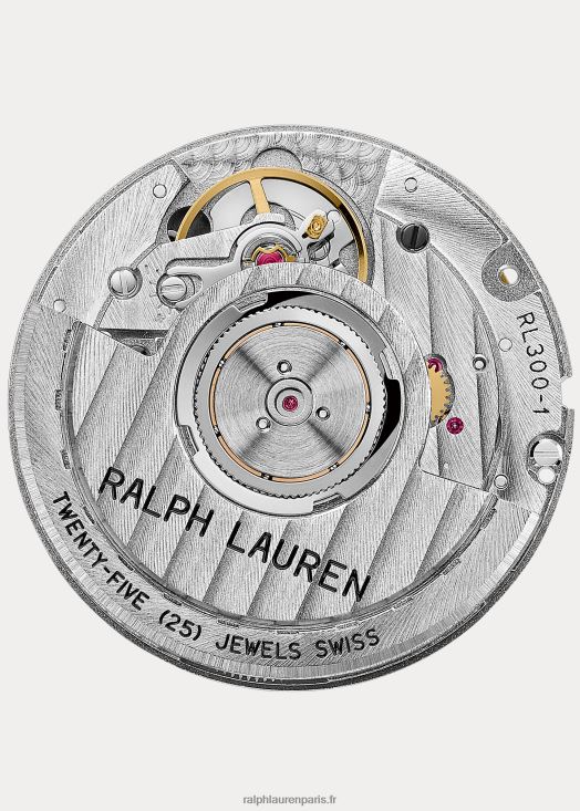 Acier chronomètre 45 mm 46T60T2864 Hommes Ralph Lauren cadran noir avec bois