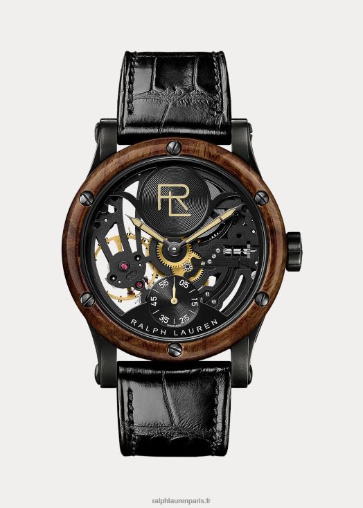Squelette en acier de 45 mm 46T60T2865 Hommes Ralph Lauren cadran squelette noir