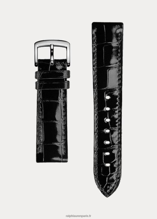 bracelet de montre en alligator 46T60T2824 Hommes Ralph Lauren noir