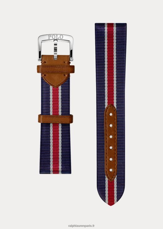 bracelet de montre en soie rayée 46T60T2643 Hommes Ralph Lauren bande rouge/blanche/bleue