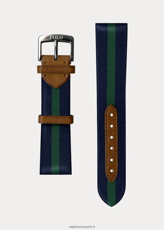 bracelet de montre en soie rayée 46T60T2828 Hommes Ralph Lauren barre rayée marine/vert