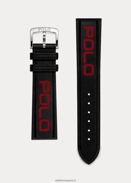 bracelet de montre polo en caoutchouc 46T60T2642 Hommes Ralph Lauren polo noir/rouge