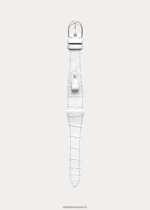 bracelet montre petit étrier en alligator 46T60T2859 Hommes Ralph Lauren blanc