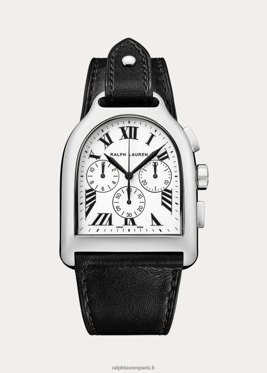 grand chronographe en acier 46T60T2807 Hommes Ralph Lauren cadran blanc avec chrono