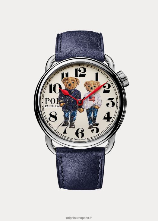montre ralph & ricky bear en acier 38 mm 46T60T2797 Hommes Ralph Lauren cadran blanc