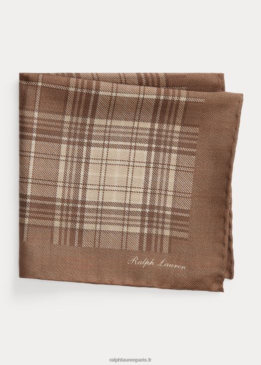 pochette de costume en cachemire et soie à carreaux 46T60T8932 Hommes Ralph Lauren bronzage multiple