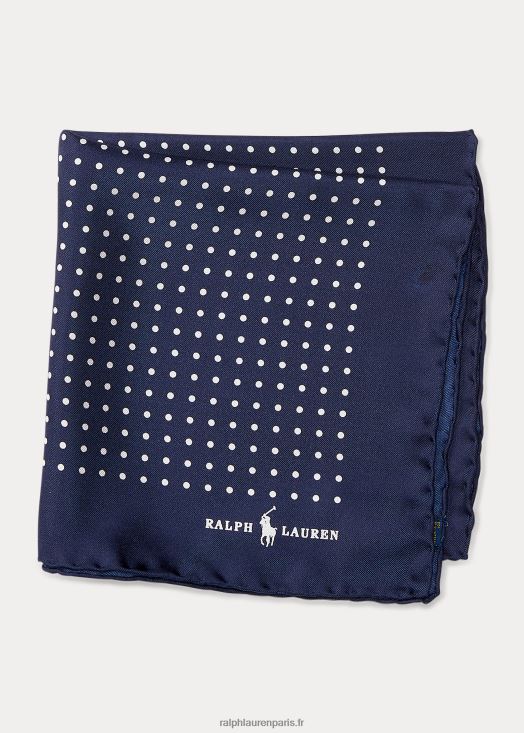 pochette de costume en soie à pois 46T60T2240 Hommes Ralph Lauren marine
