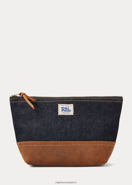 pochette en denim à finitions en daim 46T60T8858 Hommes Ralph Lauren indigo
