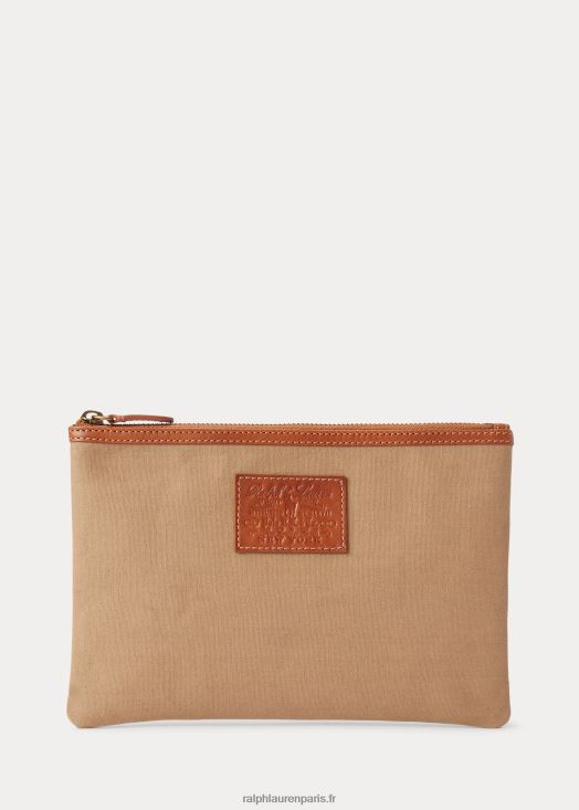 pochette en toile à finitions en cuir Heritage 46T60T2757 Hommes Ralph Lauren montana kaki