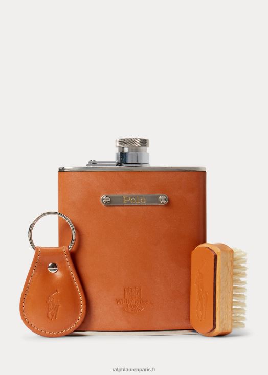 coffret cadeau flasque cuir bride & porte-clés 46T60T8760 Hommes Ralph Lauren bronzer