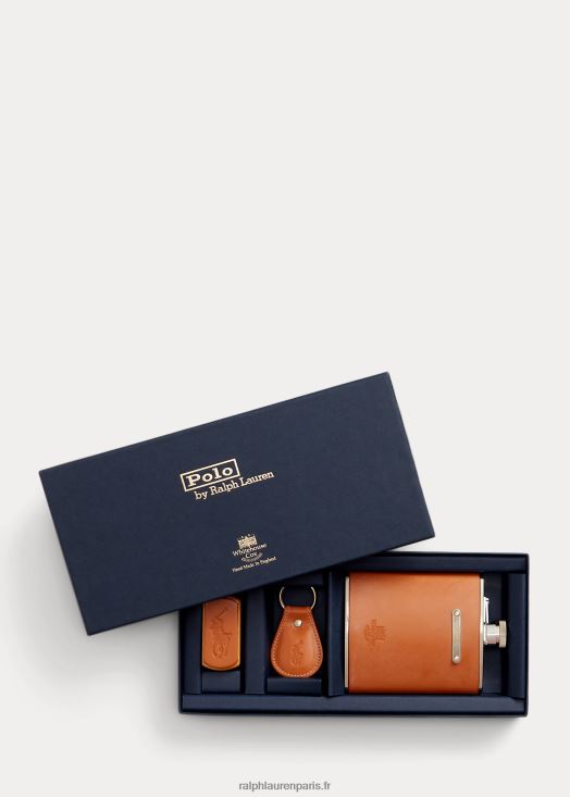 coffret cadeau flasque cuir bride & porte-clés 46T60T8760 Hommes Ralph Lauren bronzer