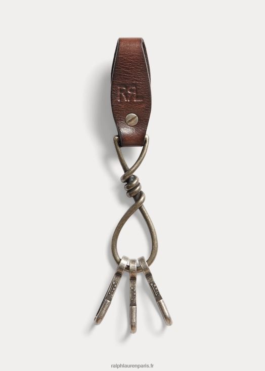 porte-clés en cuir 46T60T8879 Hommes Ralph Lauren marron foncé