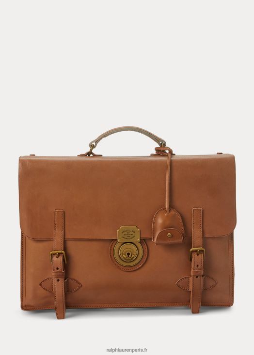 porte-documents en cuir héritage 46T60T2215 Hommes Ralph Lauren bronzer