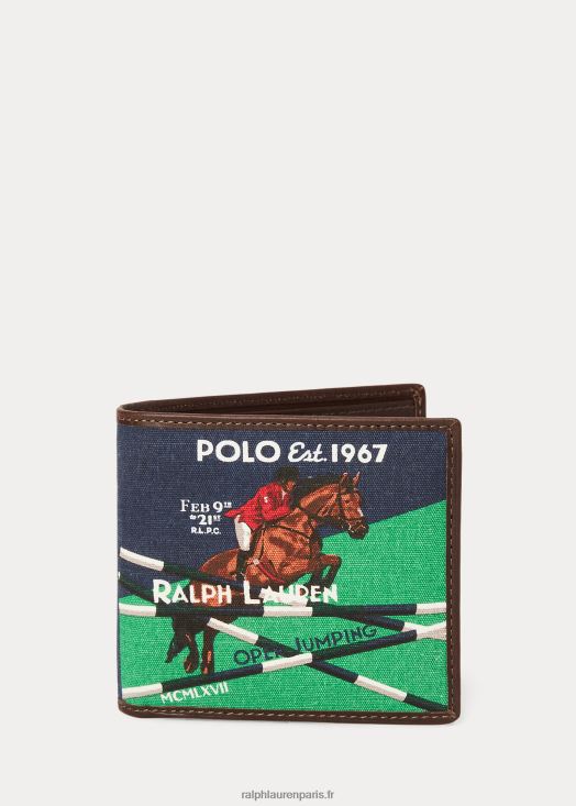 portefeuille équestre en toile et cuir 46T60T8750 Hommes Ralph Lauren marine de newport