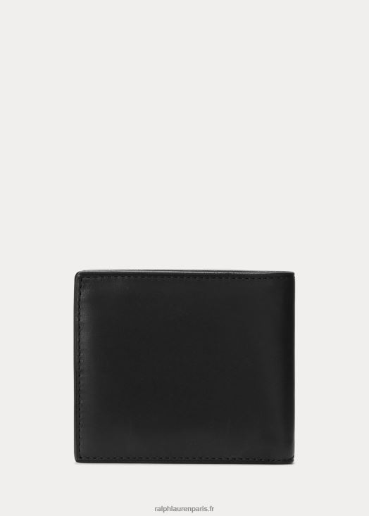 portefeuille à rabat en cuir 46T60T2393 Hommes Ralph Lauren noir