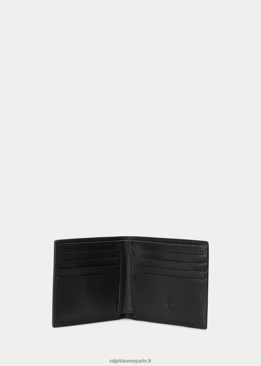portefeuille à rabat en cuir 46T60T2393 Hommes Ralph Lauren noir