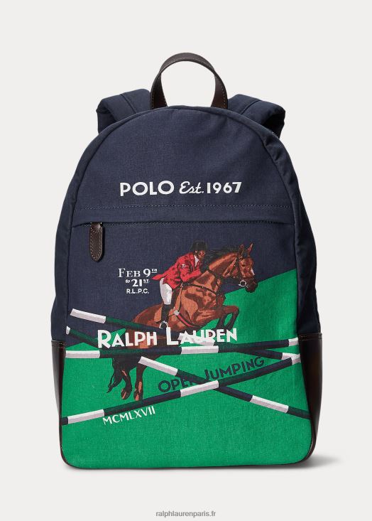 sac à dos en toile à imprimé équestre 46T60T2211 Hommes Ralph Lauren marine de newport
