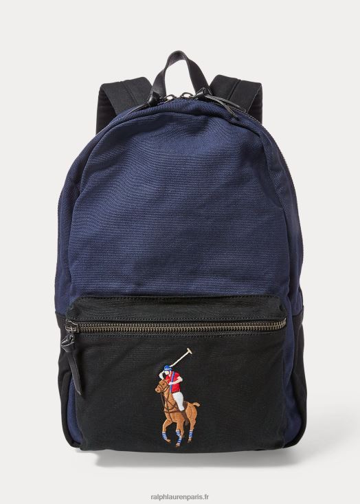 sac à dos grand poney en toile 46T60T2754 Hommes Ralph Lauren marine/noir