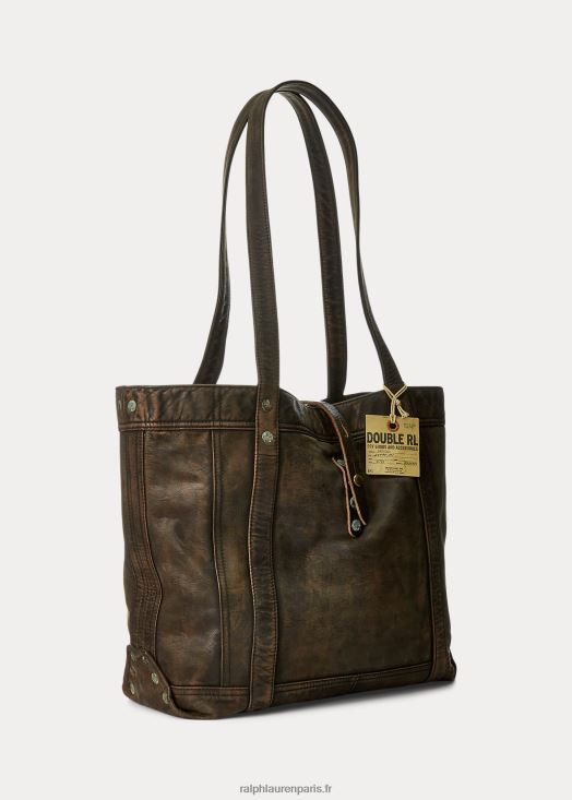 fourre-tout en cuir 46T60T5150 Hommes Ralph Lauren noir sur marron