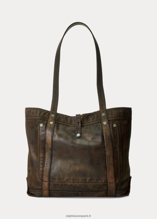 fourre-tout en cuir 46T60T5150 Hommes Ralph Lauren noir sur marron
