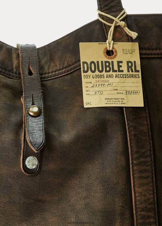 fourre-tout en cuir 46T60T5150 Hommes Ralph Lauren noir sur marron