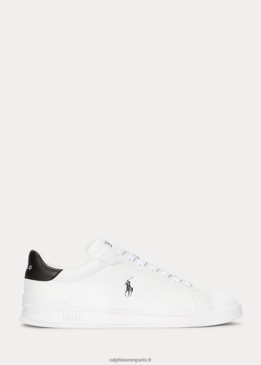 baskets Heritage Court II en cuir 46T60T8720 Hommes Ralph Lauren blanc noir