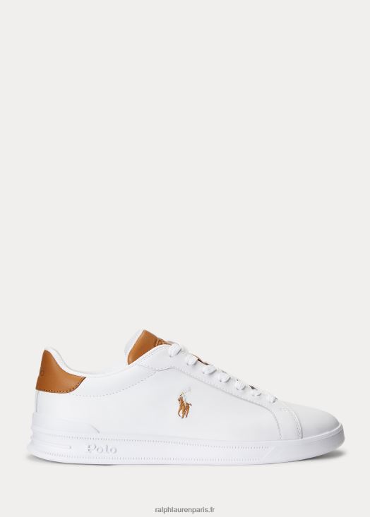 baskets Heritage Court II en cuir 46T60T8722 Hommes Ralph Lauren blanc/beige