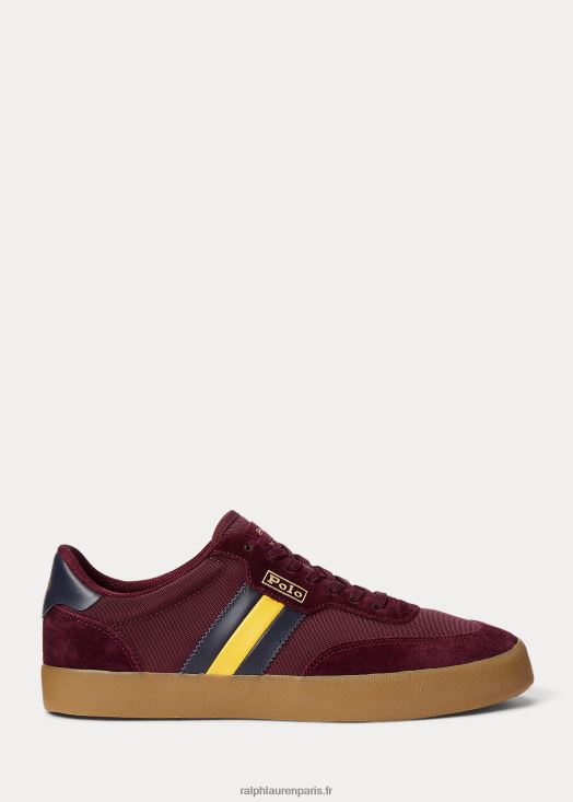 baskets basses à empiècements en daim court 46T60T1984 Hommes Ralph Lauren rubis riche