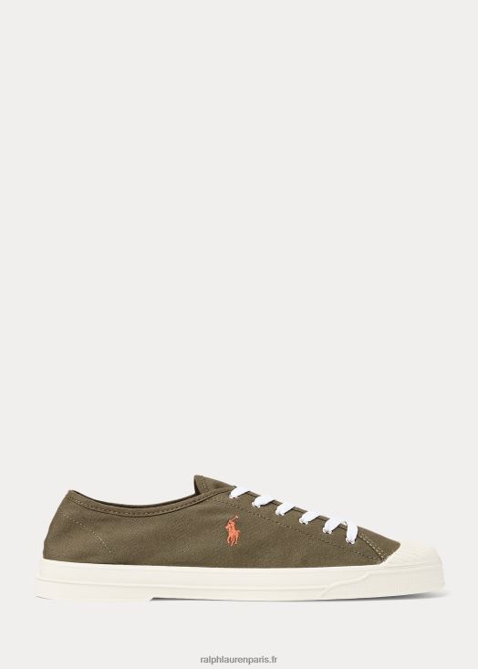 baskets à bout droit essence 100 en toile 46T60T2046 Hommes Ralph Lauren baldaquin olive/orange