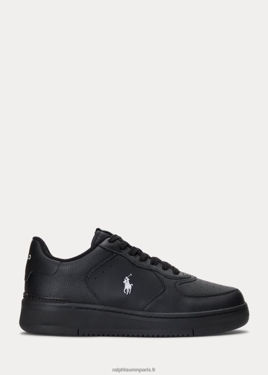 baskets en cuir masters court 46T60T2011 Hommes Ralph Lauren noir blanc