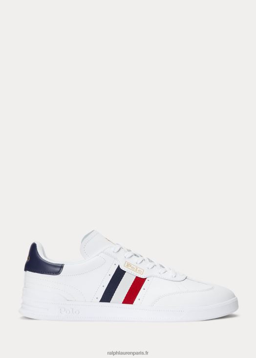 baskets en daim et cuir Heritage Aera 46T60T1976 Hommes Ralph Lauren blanc/rouge/bleu