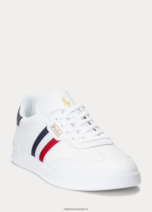 baskets en daim et cuir Heritage Aera 46T60T1976 Hommes Ralph Lauren blanc/rouge/bleu