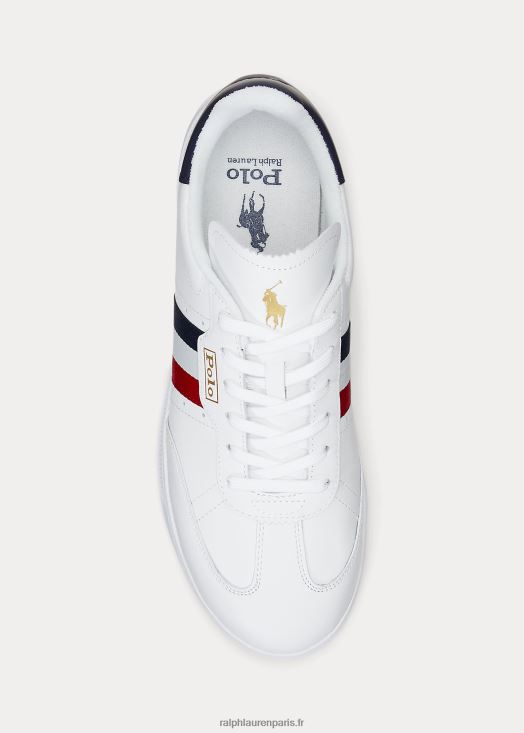 baskets en daim et cuir Heritage Aera 46T60T1976 Hommes Ralph Lauren blanc/rouge/bleu