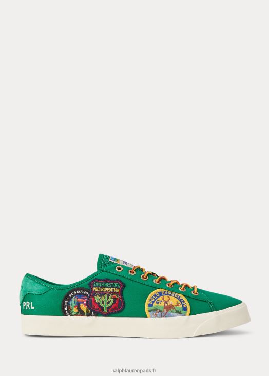 baskets en sergé à empiècement logo nelson 46T60T1988 Hommes Ralph Lauren vert primaire