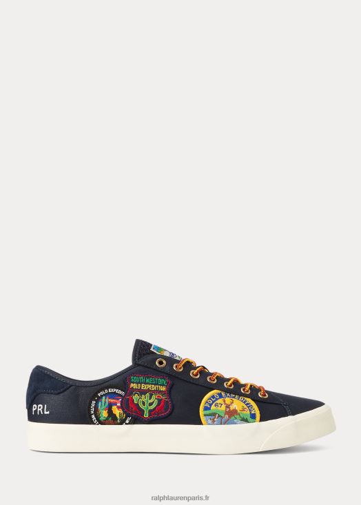 baskets en sergé à empiècement logo nelson 46T60T1989 Hommes Ralph Lauren marine