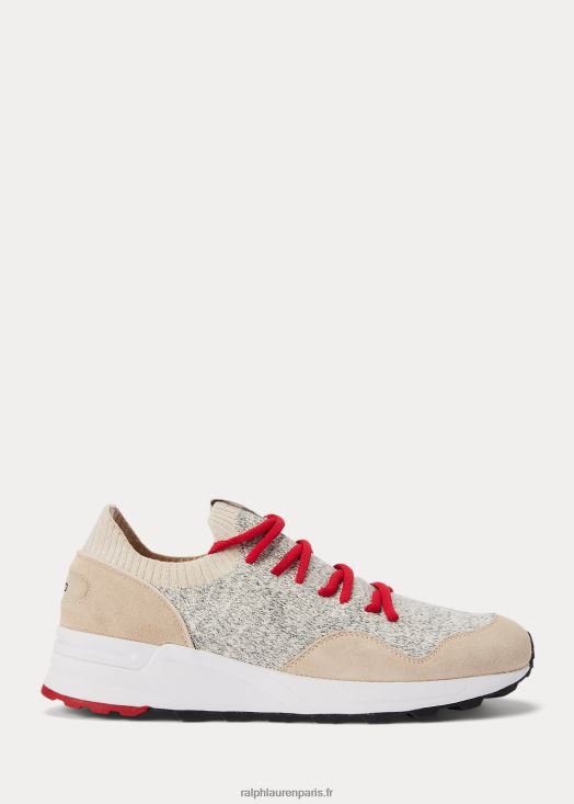 baskets trackster 200ii en maille 46T60T1963 Hommes Ralph Lauren gris clair chiné