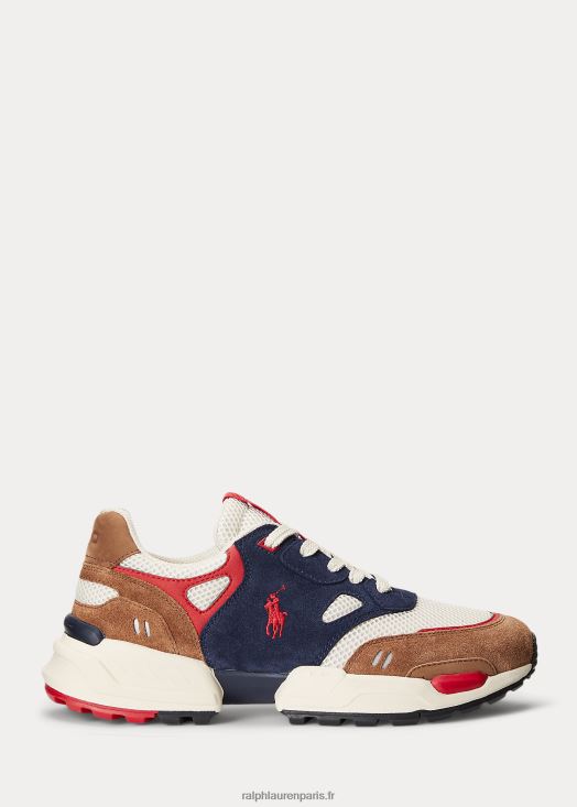 sneaker jogger en daim et mesh 46T60T1970 Hommes Ralph Lauren chasseur marine/teck