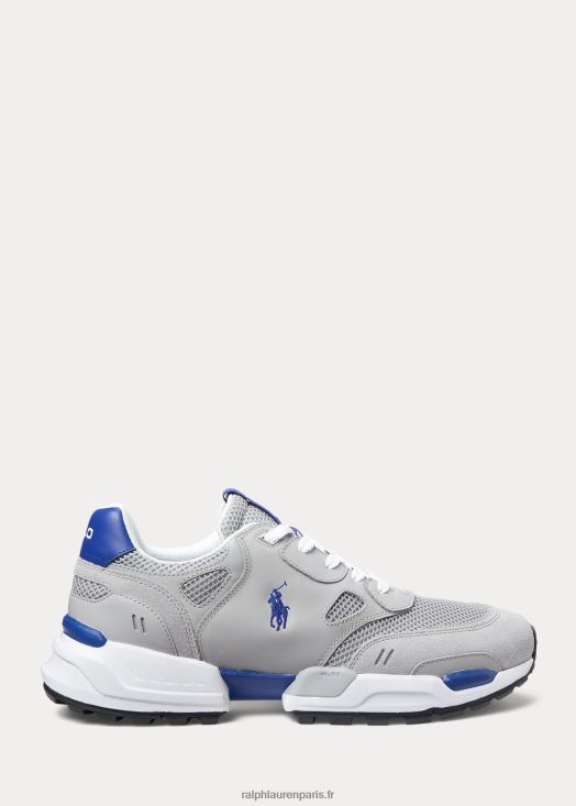 sneaker jogger en daim et mesh 46T60T1973 Hommes Ralph Lauren gris channel/city royal