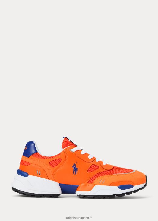 sneaker jogger en daim et mesh 46T60T1974 Hommes Ralph Lauren orange/royal