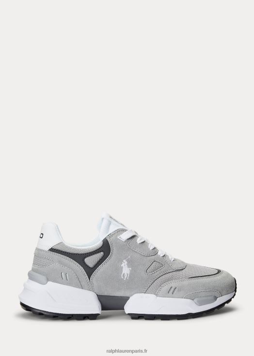 sneaker jogger en daim et mesh 46T60T2198 Hommes Ralph Lauren gris doux