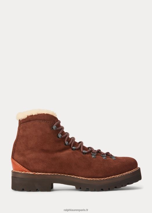 bottines en veau velours doublées de shearling darrow 46T60T2186 Hommes Ralph Lauren bagage marron/crème