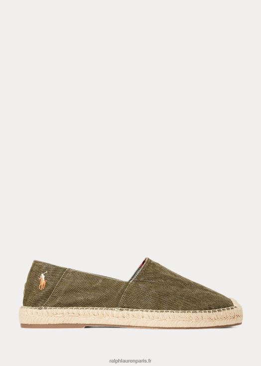 Espadrille en toile lavée cevio 46T60T2071 Hommes Ralph Lauren olivier à baldaquin