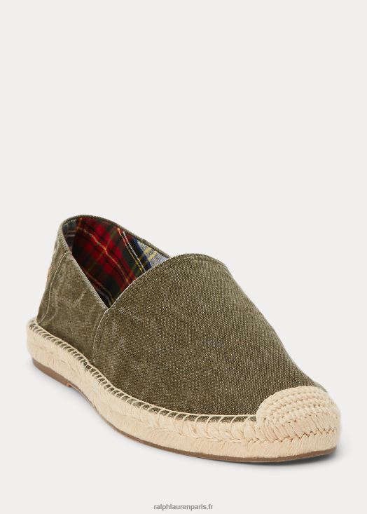Espadrille en toile lavée cevio 46T60T2071 Hommes Ralph Lauren olivier à baldaquin