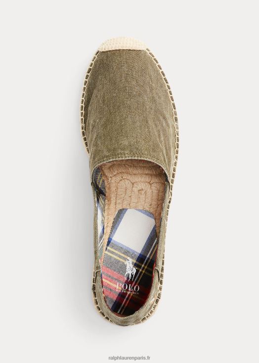 Espadrille en toile lavée cevio 46T60T2071 Hommes Ralph Lauren olivier à baldaquin