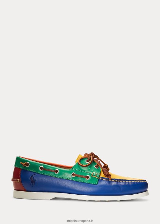 chaussure bateau en cuir color-block merton 46T60T2078 Hommes Ralph Lauren bloc de couleur