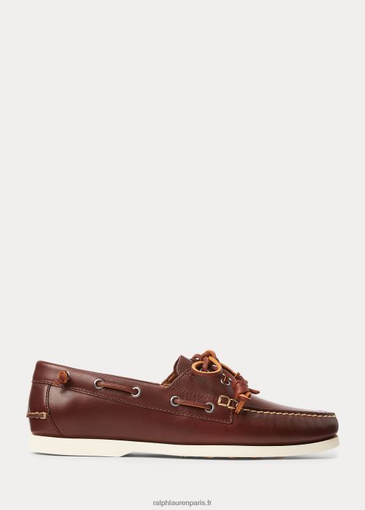 chaussure bateau en cuir merton 46T60T2077 Hommes Ralph Lauren bronzage profond