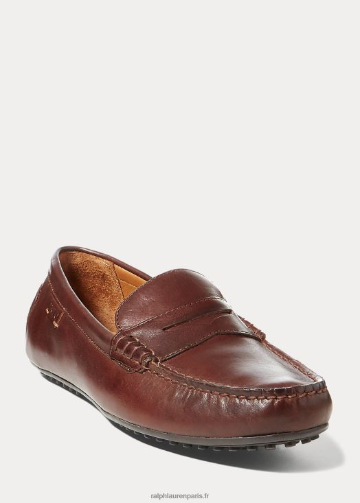 conducteur de cuir workington 46T60T2095 Hommes Ralph Lauren marron foncé