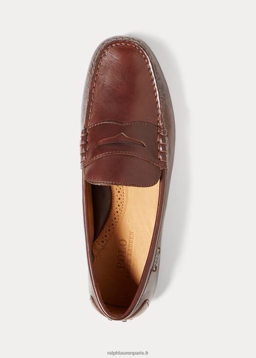 conducteur de cuir workington 46T60T2095 Hommes Ralph Lauren marron foncé
