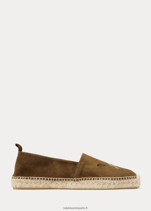 espadrilles en daim brodées bowsworth 46T60T2175 Hommes Ralph Lauren olive du sahara